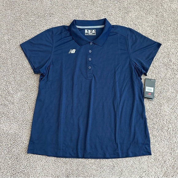 New Balance Womens Performance Tech Polo Navy Blue - Picture 1 of 13